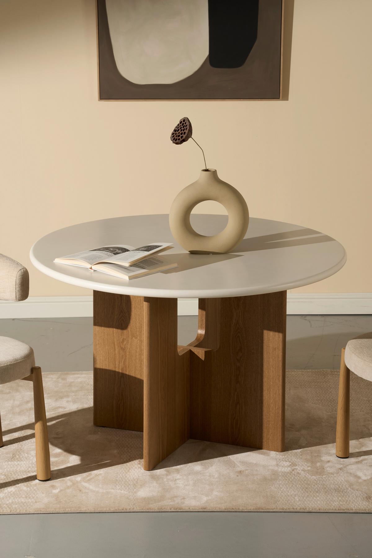 Jedilna Miza Levi, Barva Hrasta, Bela, Ø 120 - barve hrasta/bela, Moderno, les/valovita lepenka (120/75cm) - Livetastic