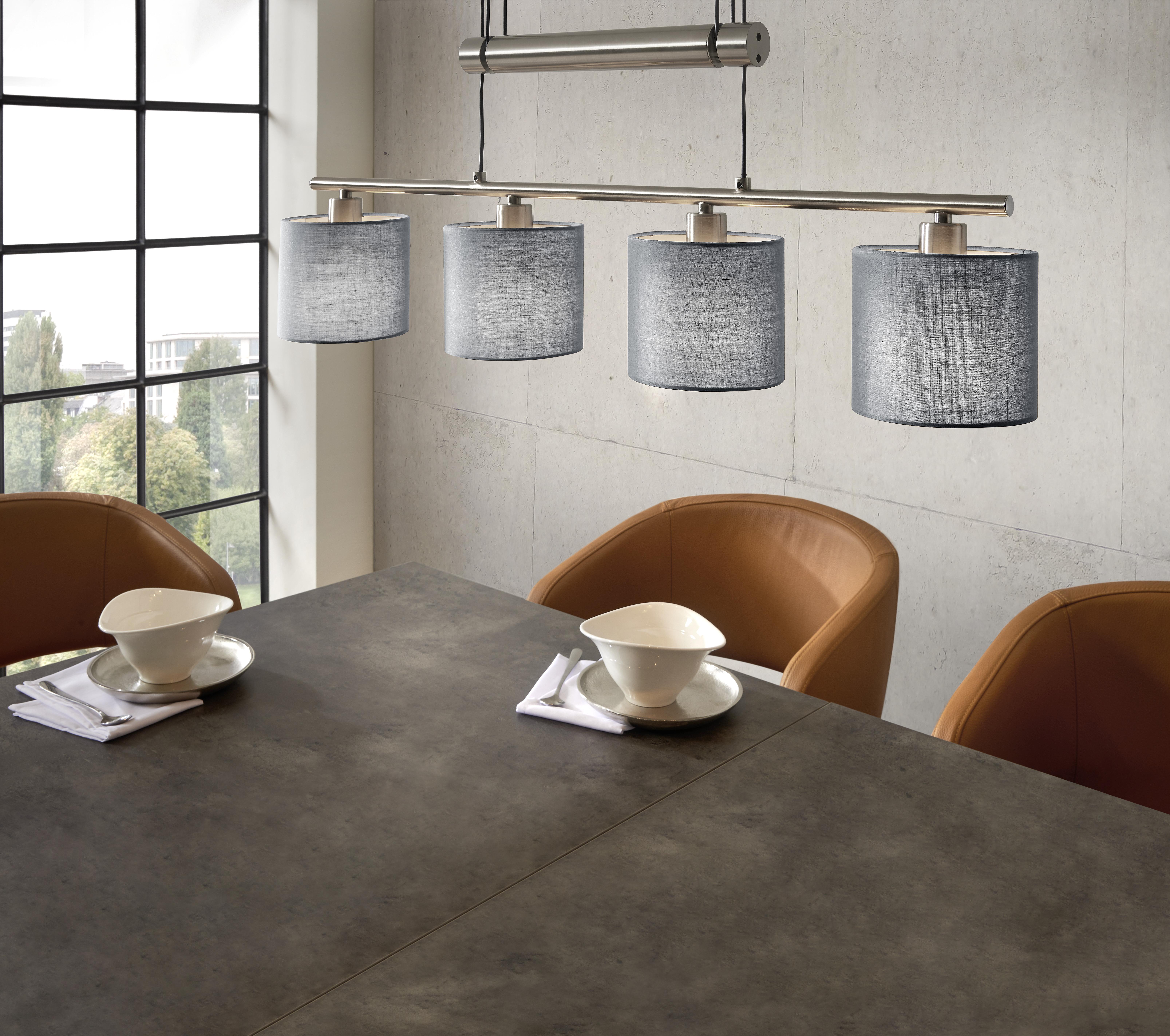 LAMPA WISZĄCA X30054011 GARDA *SBN* - szary/kolor niklowy, Lifestyle, metal/tkanina (77/13,5/95-150cm) - Novel