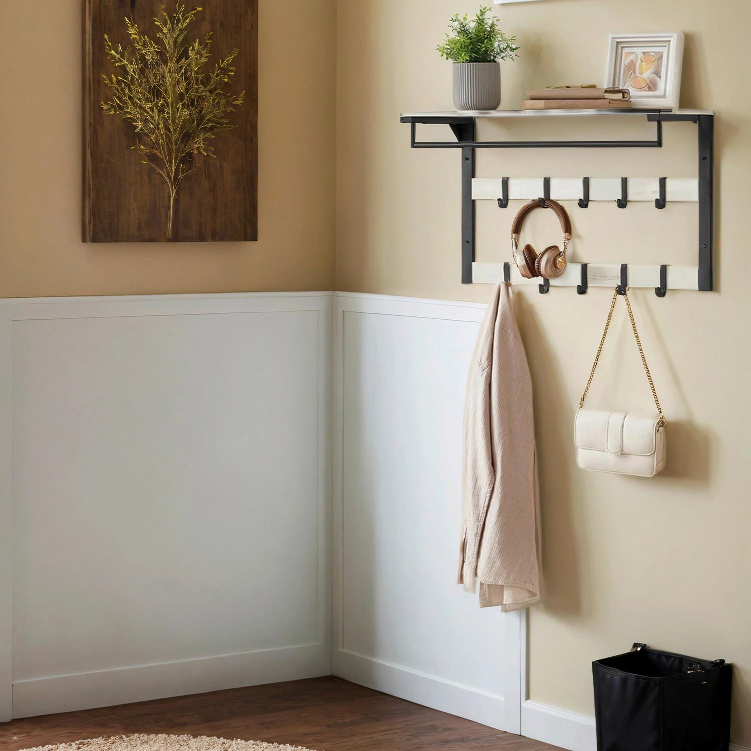 WANDGARDEROBE COAT RACK - Schwarz/Weiß, MODERN, Holzwerkstoff (65/42/30cm) - MID.YOU