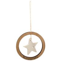 Dekohänger Kylie Naturfarben/Weiß - Weiss/Naturfarben, Konventionell, Keramik/Holzwerkstoff (9,5/9,5/0,5cm) - Mömax