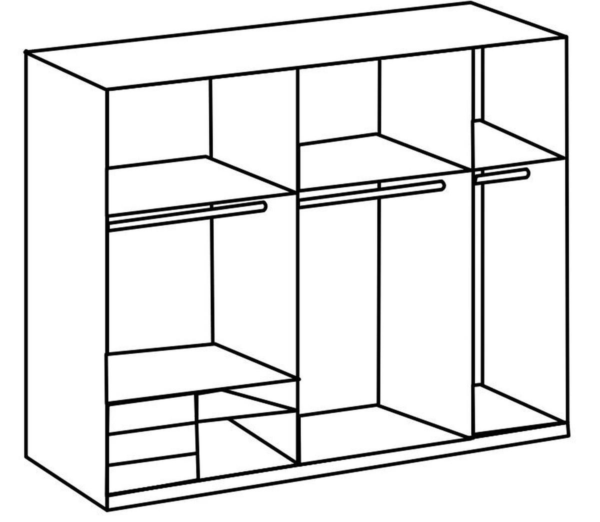 Schwebetürenschrank Level 36D ca. 250 cm Weiß/Eiche Dekor - Chromfarben/Weiß Hochglanz, MODERN, Holzwerkstoff/Metall (250/216/65cm) - MID.YOU