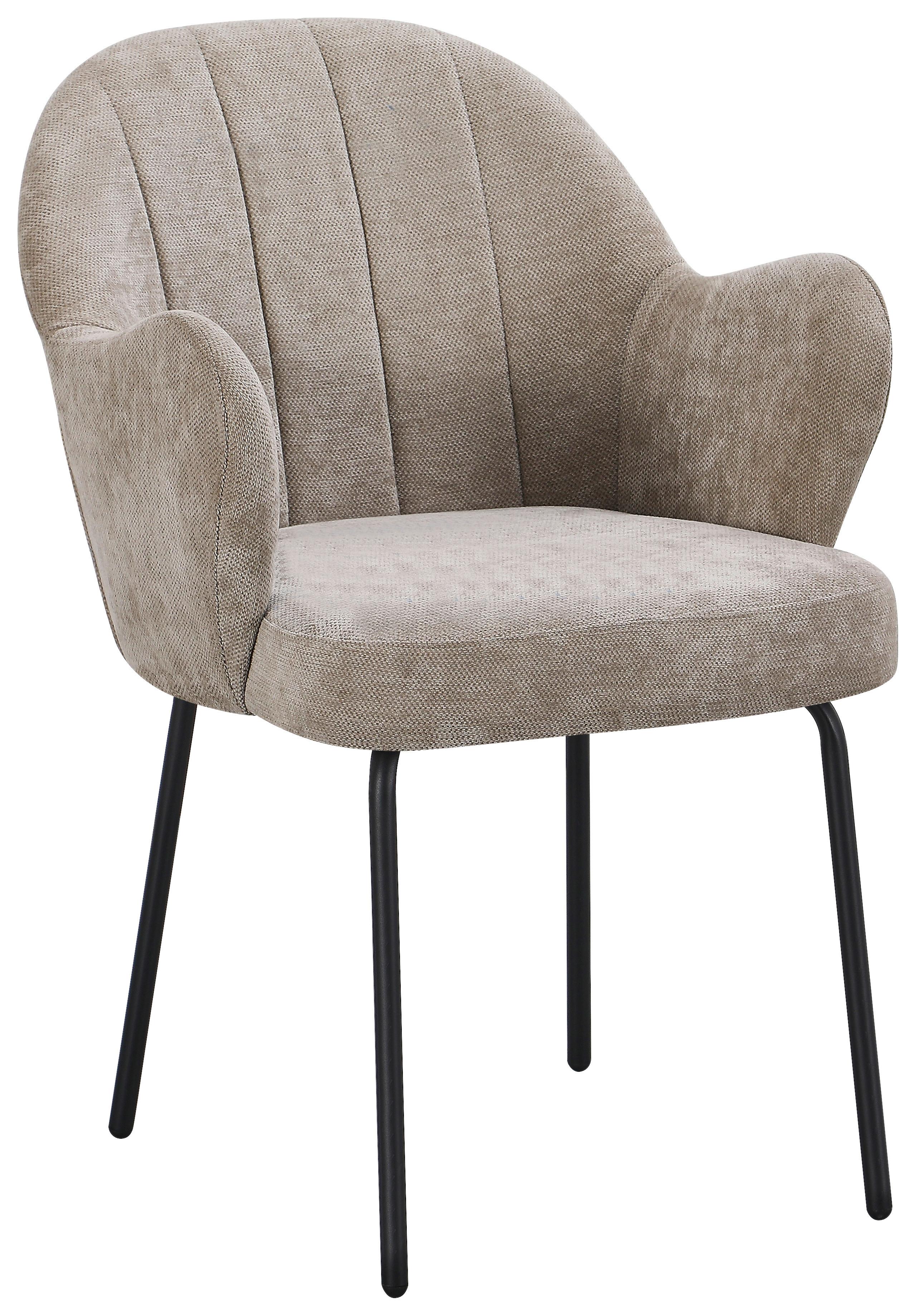 Naslanjač Fiona - črna/bež, Design, kovina/tekstil (63/82/60cm) - Mömax