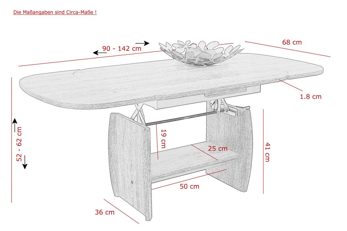 STOLIK KAWOWY MICHAEL SZER: 90-142 CM - kolor bukowy, Basics, materiał drewnopochodny (90 - 142/52 - 62/68cm) - MID.YOU