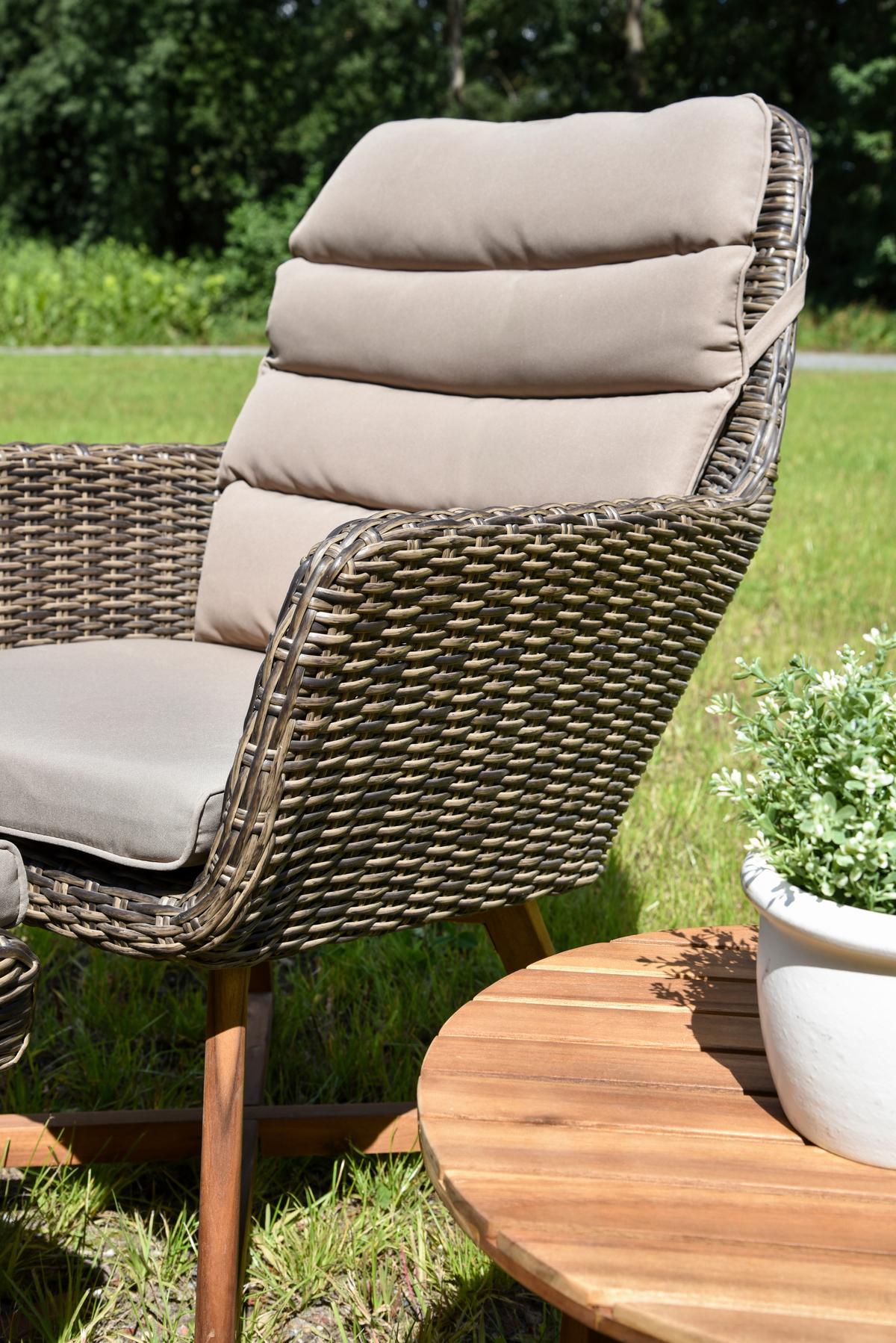 Loungsessel Clavia ca. 65x95x85 cm Braun/Akazie - Beige/Braun, Basics, Holz/Kunststoff (65/95/85cm) - Gardenson
