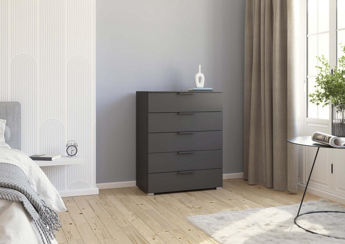 Komoda Paola, Barva Grafita - barve aluminija/barve grafita, Trend, kovina/leseni material (80/100/42cm) - Novel