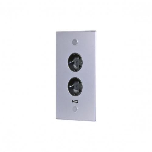 Steckdosenelement Riva USB Edelstahl - ROMANTIK / LANDHAUS, Metall (11,5/20/6cm) - Based