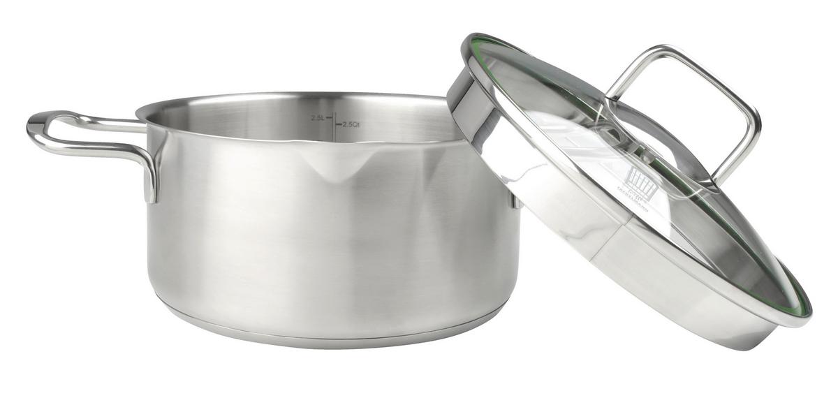 Oală Munich 2,5L - culoare inox, Design, sticlă/metal (20cm) - Chefkoch+Fackelmann