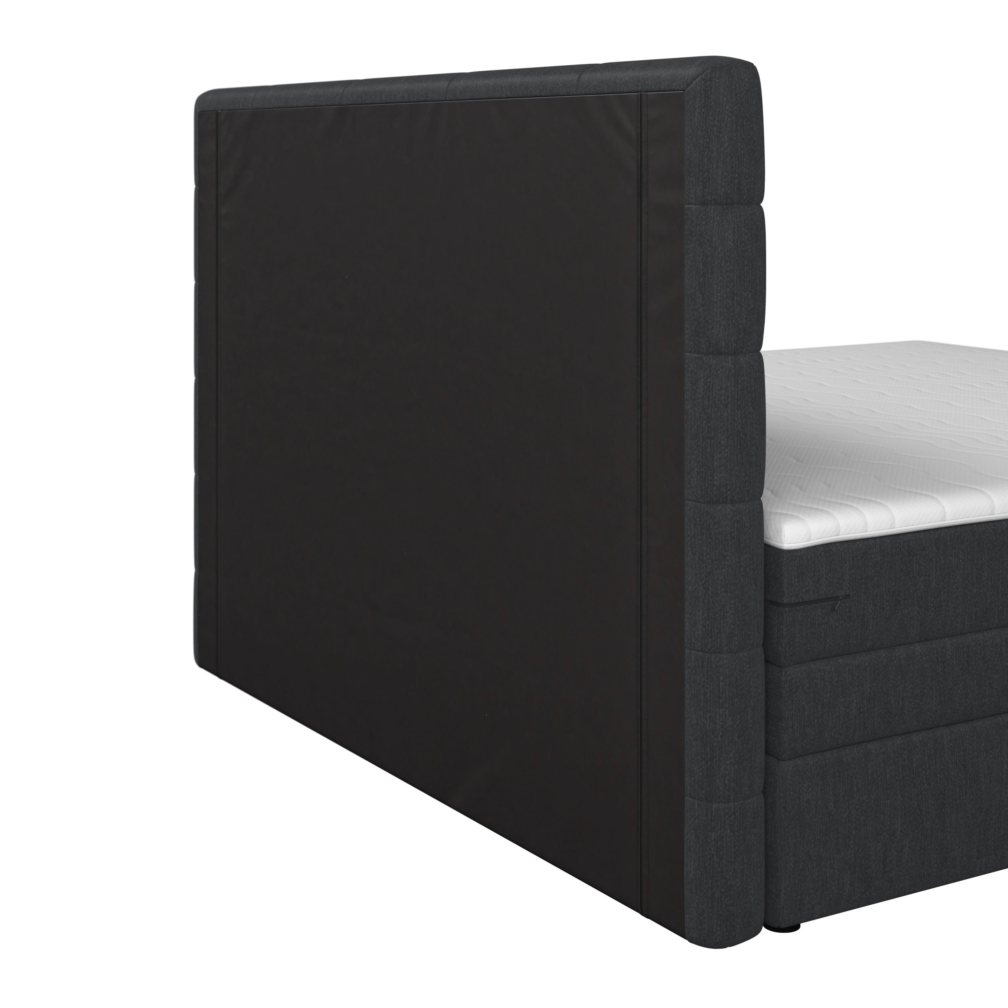 KONTINENTALSÄNG ARIA - mörkgrå/svart, Modern, trä/textil (180/200cm) - Bessagi Home