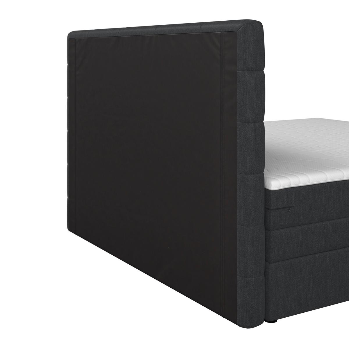 Boxspringbett Aria ca. 180x200 cm Dunkelgrau mit Topper - Dunkelgrau/Schwarz, MODERN, Holz/Kunststoff (180/200cm) - Bessagi Home