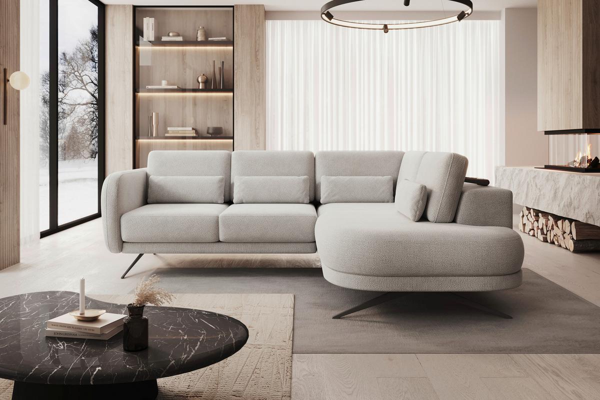 Coltar ILUSSIO L - gri deschis/crem, Modern (248-205/83-104/111cm) - Modern Living