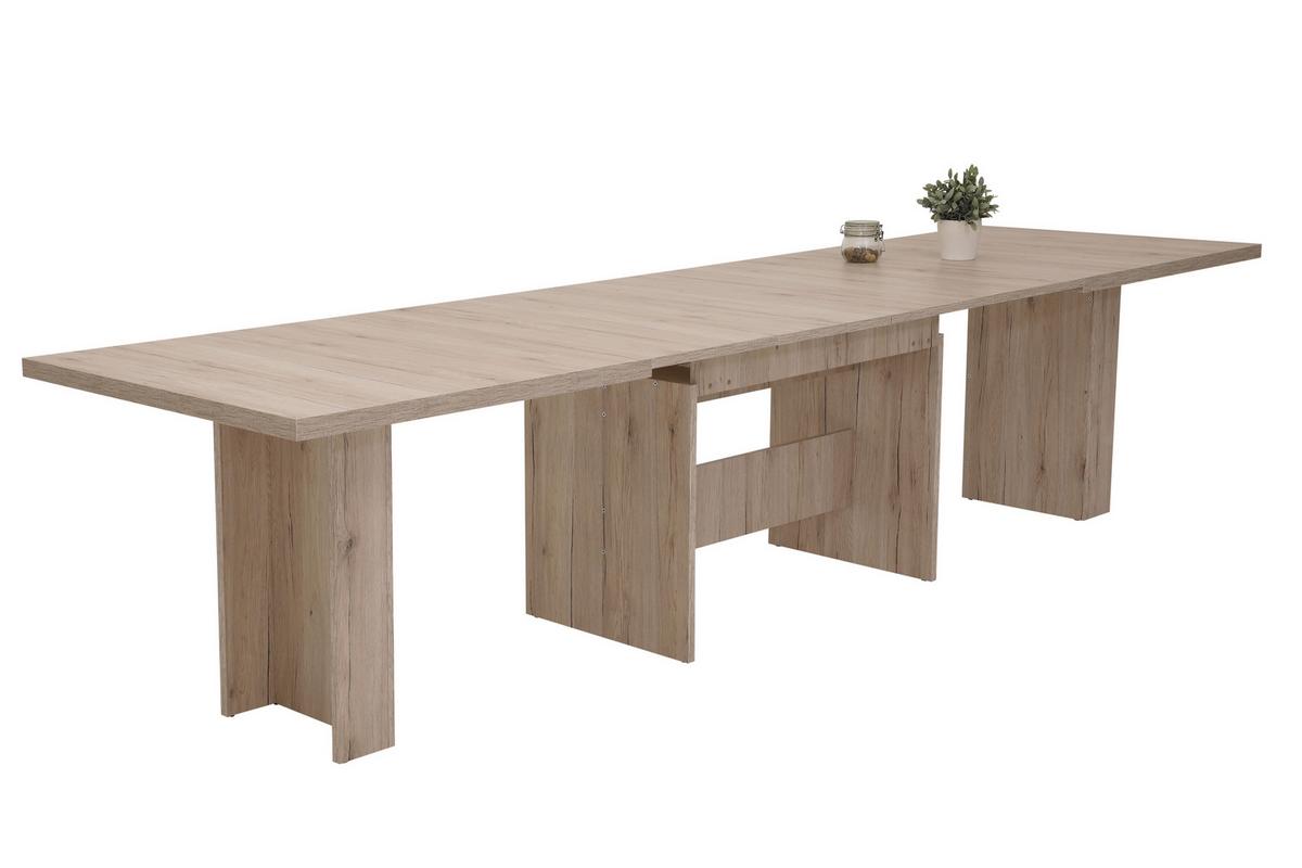 TISCHGRUPPE LIA II G - Eichefarben/Anthrazit, MODERN, Holz/Textil (160-320/76/90cm) - MID.YOU
