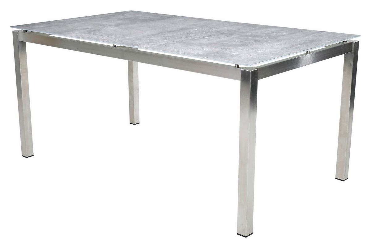 Gartengarnitur 5-tlg. Sydney Edelstahl - Silberfarben/Teakfarben, MODERN, Glas/Holz - Gardenson