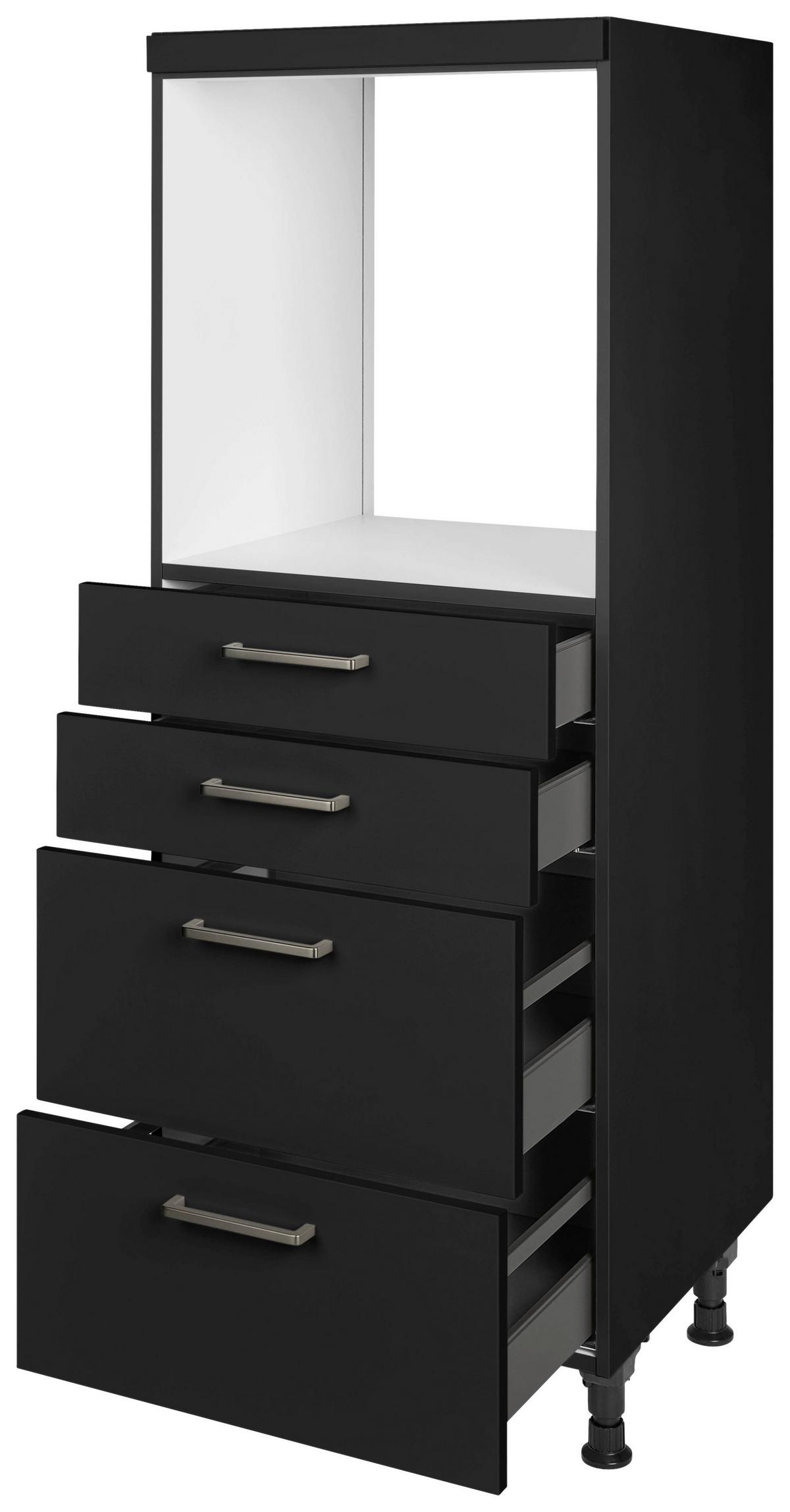 Geräteumbauschrank Touch Schwarz - Edelstahlfarben/Schwarz, MODERN, Holzwerkstoff/Metall (60/168/58cm) - Nobilia