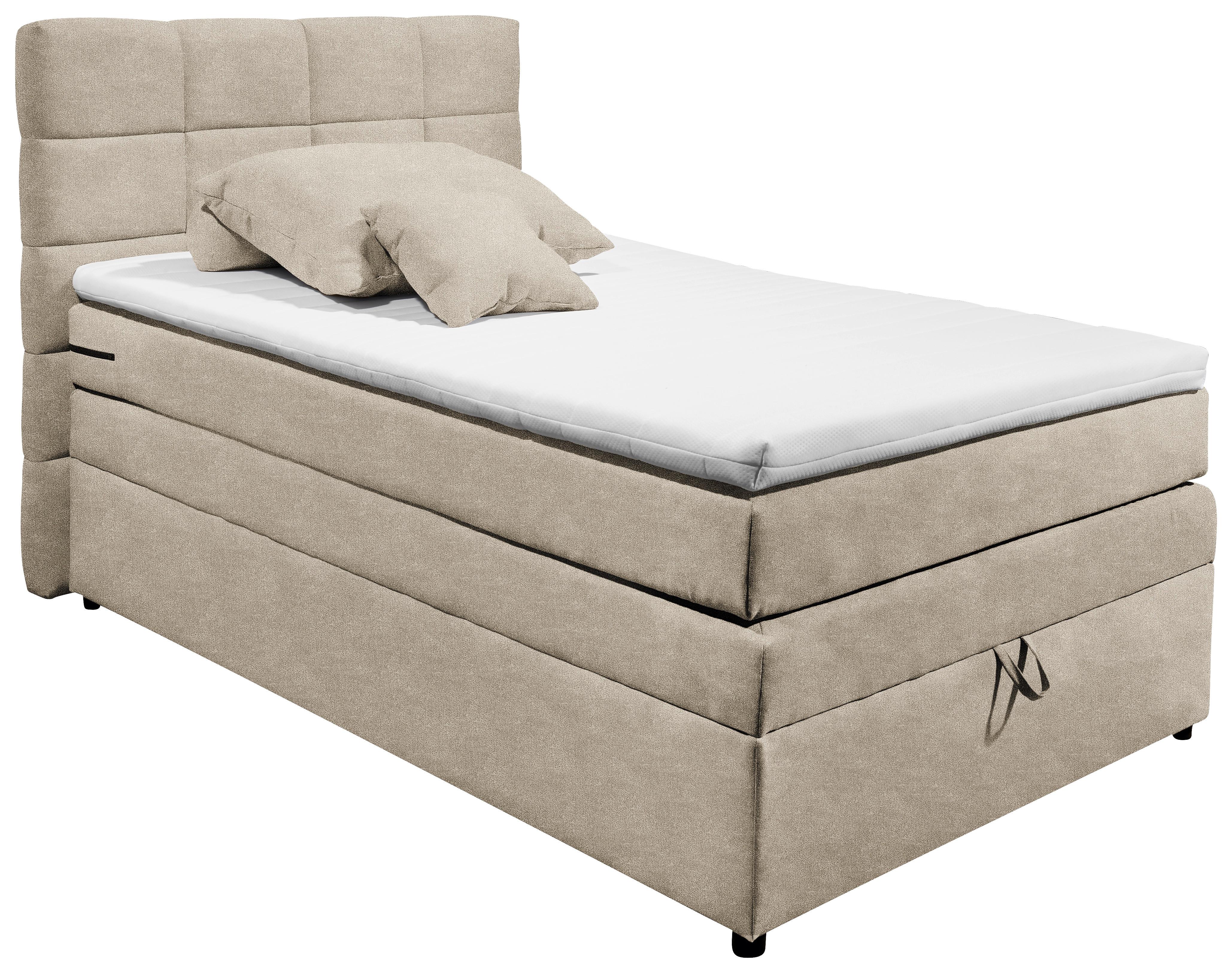 Boxspringbett Tacoma 3 inkl. Topper ca. 120x200 cm Sandf. - Sandfarben, KONVENTIONELL, Kunststoff/Textil (120/200cm) - MID.YOU