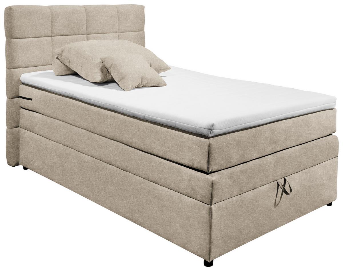 Boxspringbett Tacoma 3 inkl. Topper ca. 120x200 cm Sandf. - Sandfarben, KONVENTIONELL, Kunststoff/Textil (120/200cm) - MID.YOU