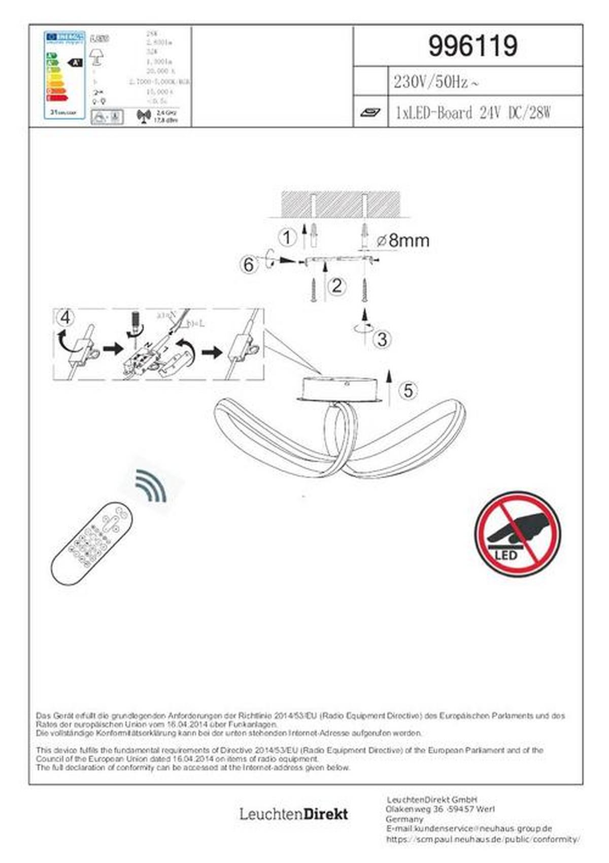 LED-Deckenleuchte Lolasmart Melinda max. 28 Watt - Silberfarben, MODERN, Kunststoff/Metall (57/57/120cm)