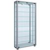 Vitrine Lumo mit LED ca. 59x115x18 cm Silber - Silberfarben/Schwarz, MODERN, Glas/Holzwerkstoff (59/114,8/18cm) - MID.YOU