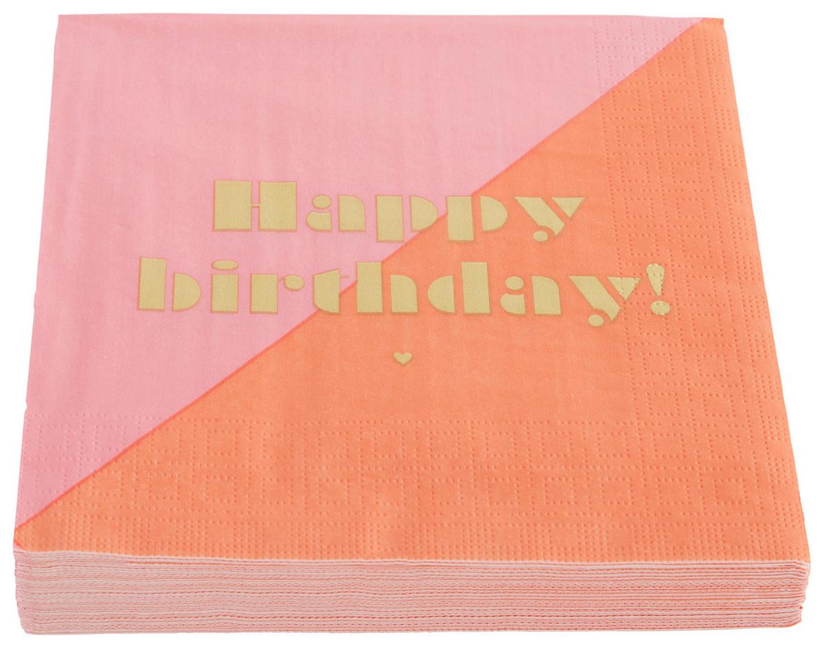 Serviette Kai in Rosa/Orange ca. 33x33cm - Goldfarben/Orange, Papier (33/33cm)