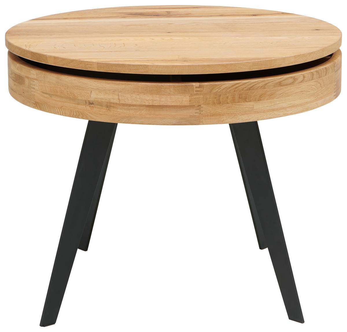 Klubska Miza Dallas, Barva Hrasta - črna/naravne barve, Moderno, kovina/leseni material (70/56cm) - Mömax