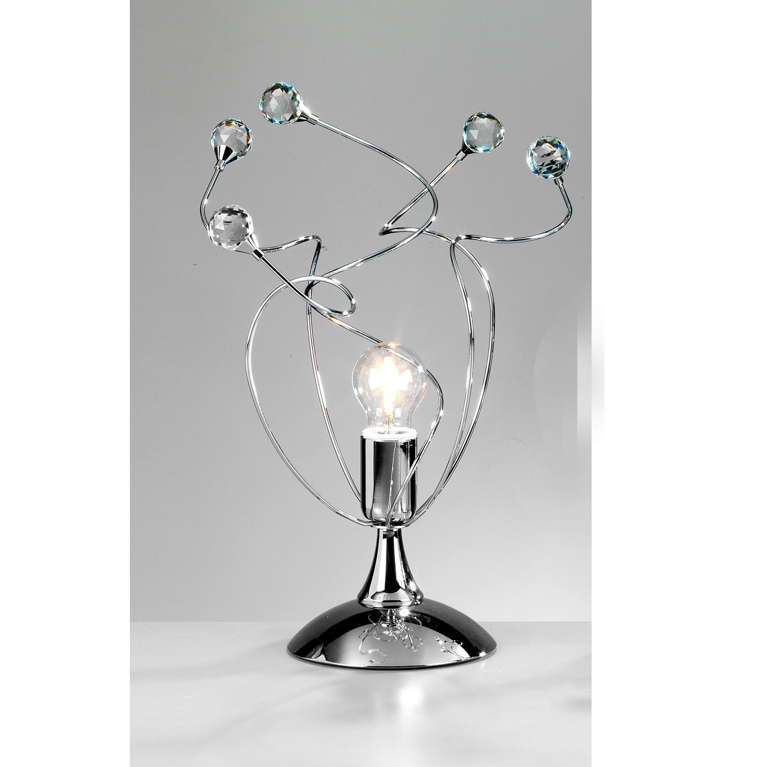 Kristall-Tischleuchte Trilly Chromfarben max. 22 Watt - Chromfarben, KONVENTIONELL, Glas/Metall (30/45cm)