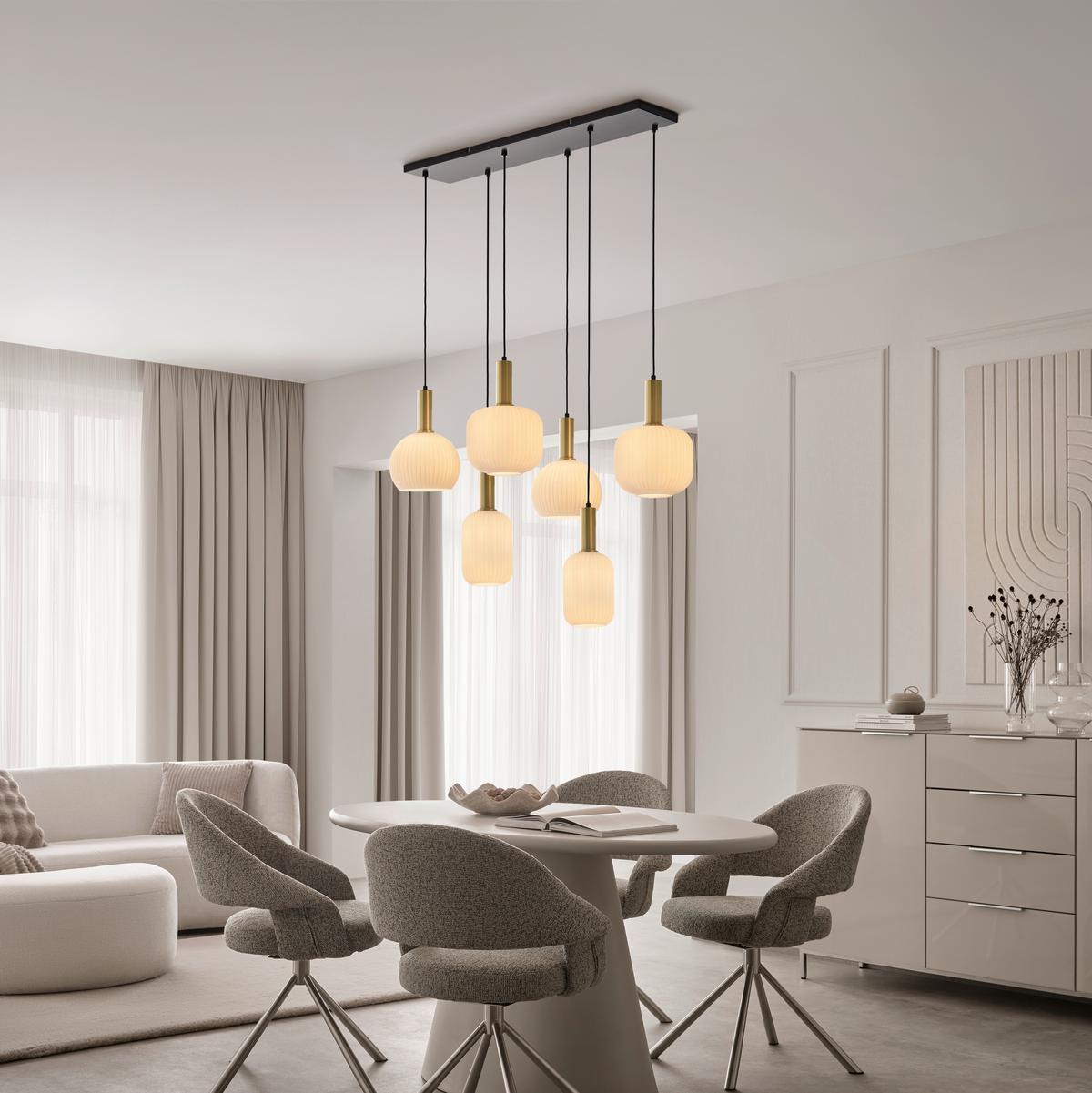 Hängeleuchte Scher Weiß/Goldfarben max. 25 Watt - Schwarz/Weiß, MODERN, Glas/Metall (95/39/120cm)