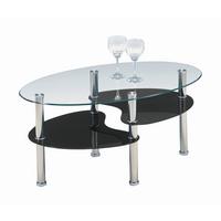 Ovalna Klubska Miza Saba, Črna, Steklo - črna/prozorno, Konvencionalno, kovina/steklo (90/45/55cm) - Modern Living