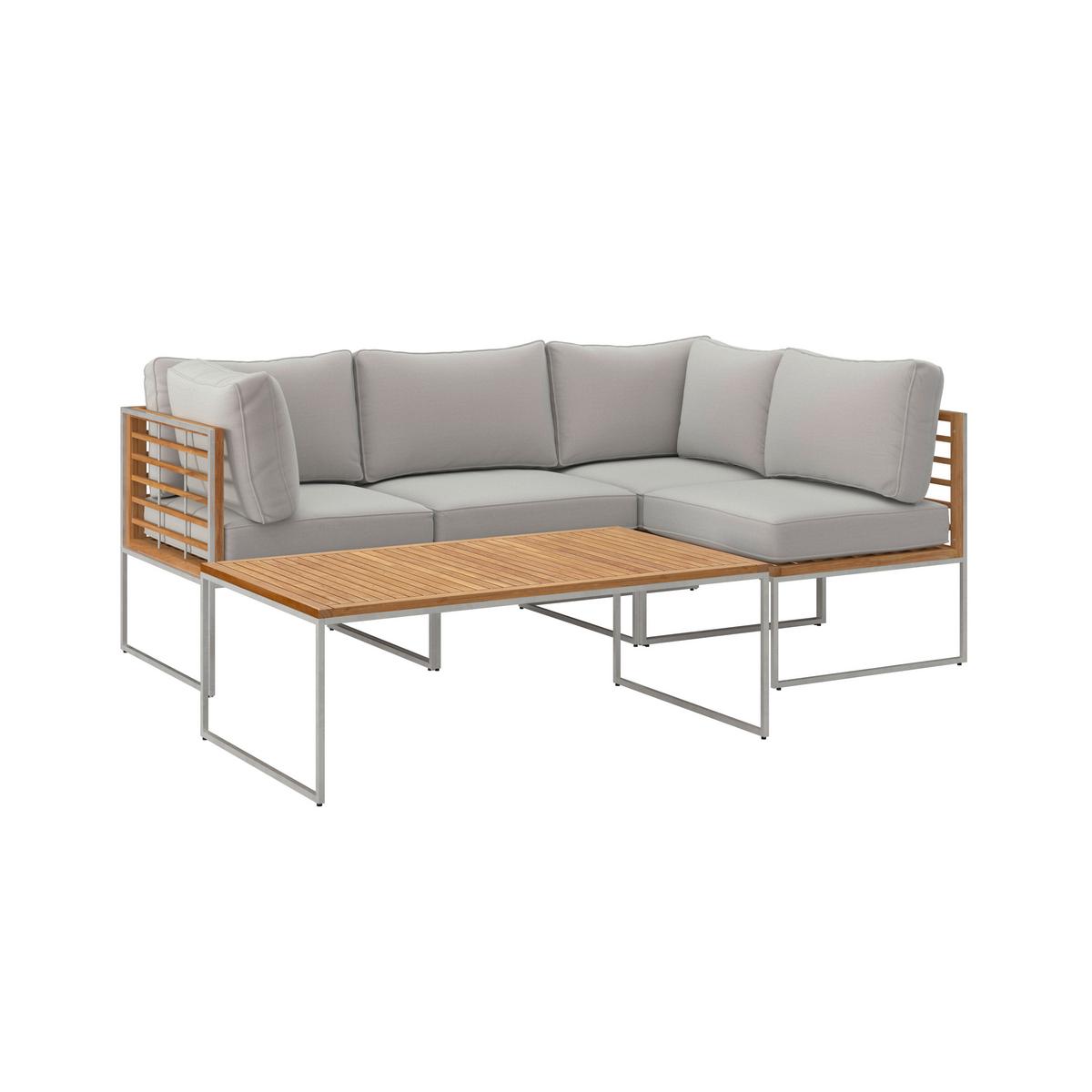 KOMPLET MEBLI TARASOWYCH TEAKLINE - beżowy/kolor stalowy, Modern, metal/tkanina - Ambia Garden