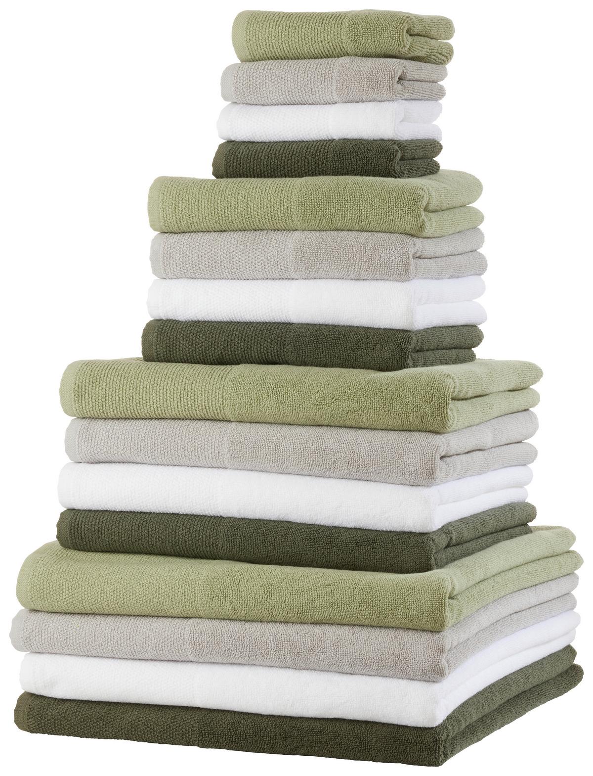 Handtuch Olivia in Hellgrün ca. 50x100cm - Hellgrün, KONVENTIONELL, Textil (50/100cm) - Premium Living