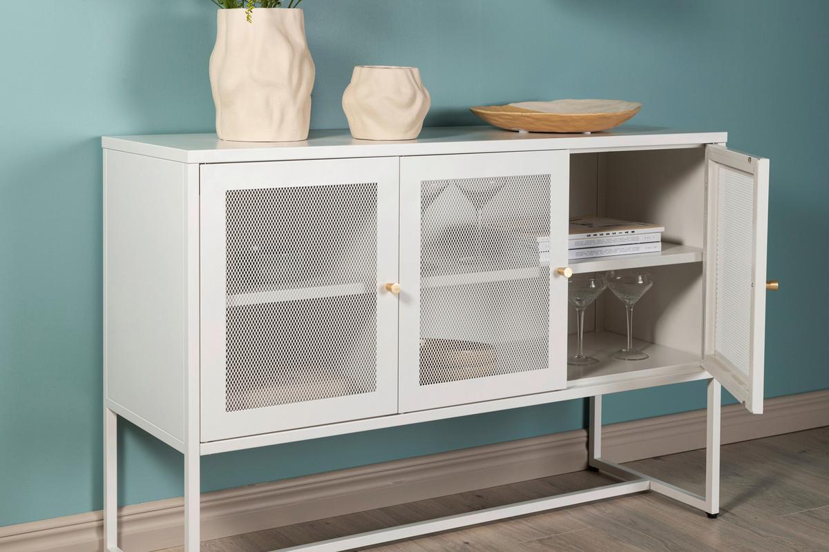 SIDEBOARD MALLA - Weiß, Design, Metall (120/80/40cm) - Livetastic
