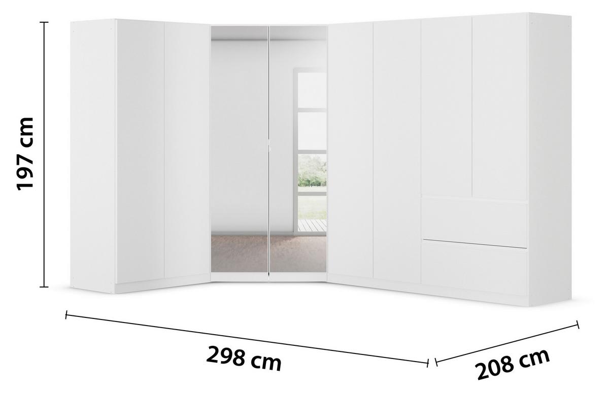 Kotna Omara Za Oblačila Costa, Bela - barve kroma/bela, Moderno, leseni material (208/197/298cm) - Rauch Möbel