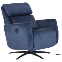 Tv-fotelj Riva, Temno Modra, Žamet, Relax Funkcija - črna/temno modra, Moderno, kovina/tekstil (71/108/176cm)