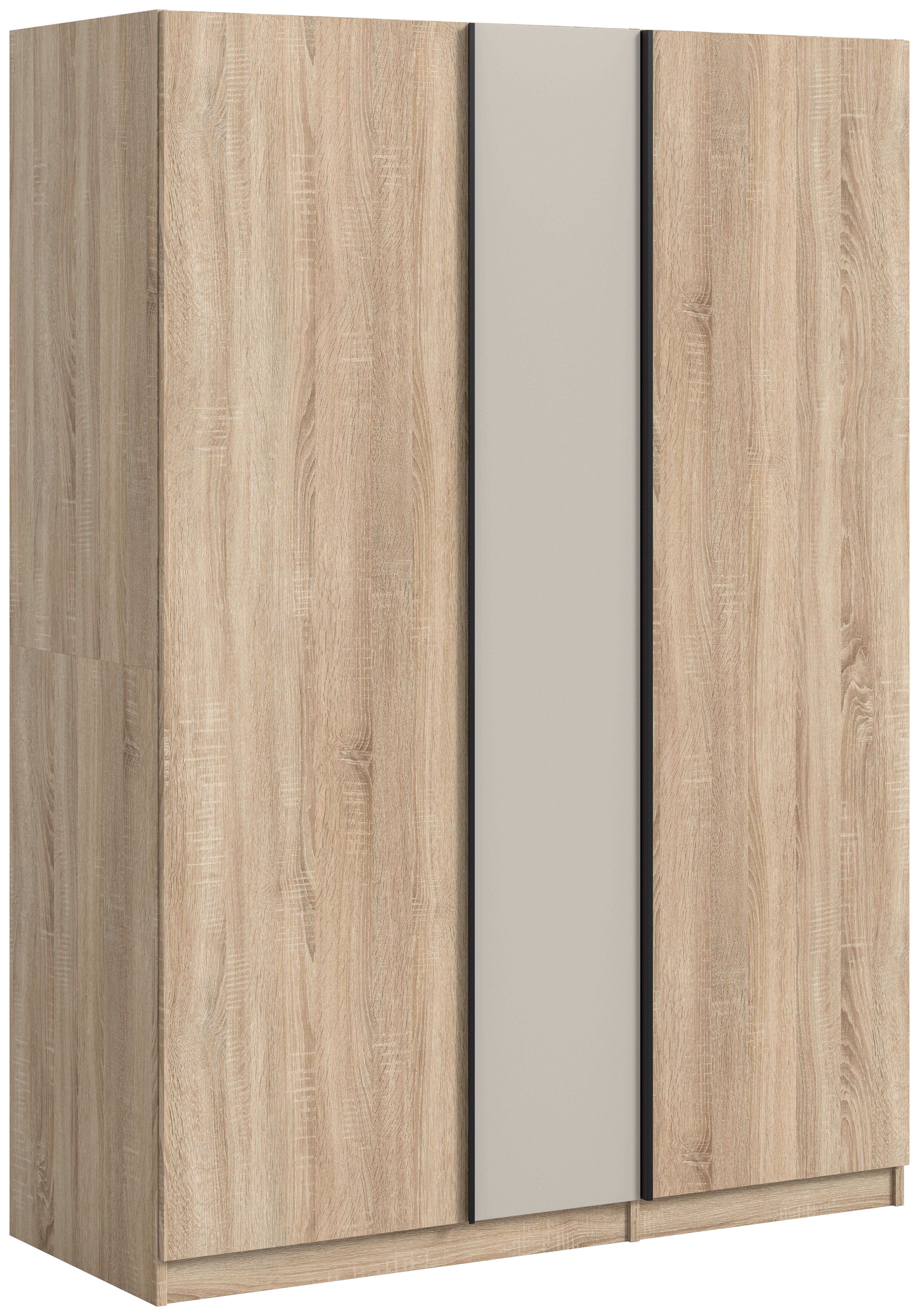 Drehtürenschrank OAKLAND ca.130x183x53cm Sonoma Eiche - Kaschmir/Schwarz, MODERN, Holzwerkstoff (130/183/53cm) - MID.YOU