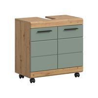 Waschbeckenunterschrank Scout Salbeigrün/Eiche Artisan - Salbeigrün/Schwarz, Trend, Holzwerkstoff/Kunststoff (60/60/34cm) - MID.YOU