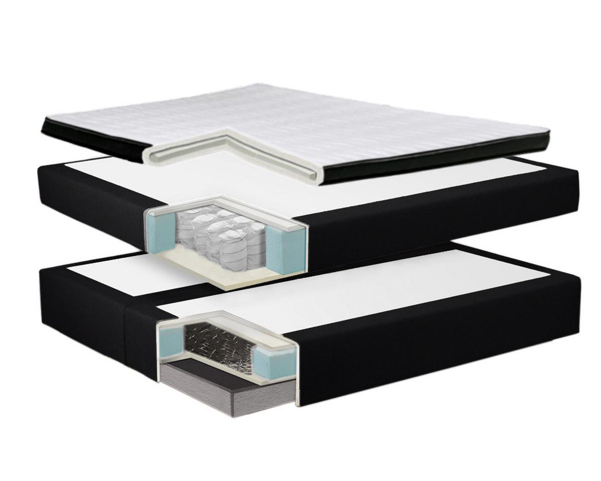 ŁÓŻKO BOXSPRING MIAMI - kolor srebrny/biały, Konventionell, skóra/metal (180/200cm) - MID.YOU