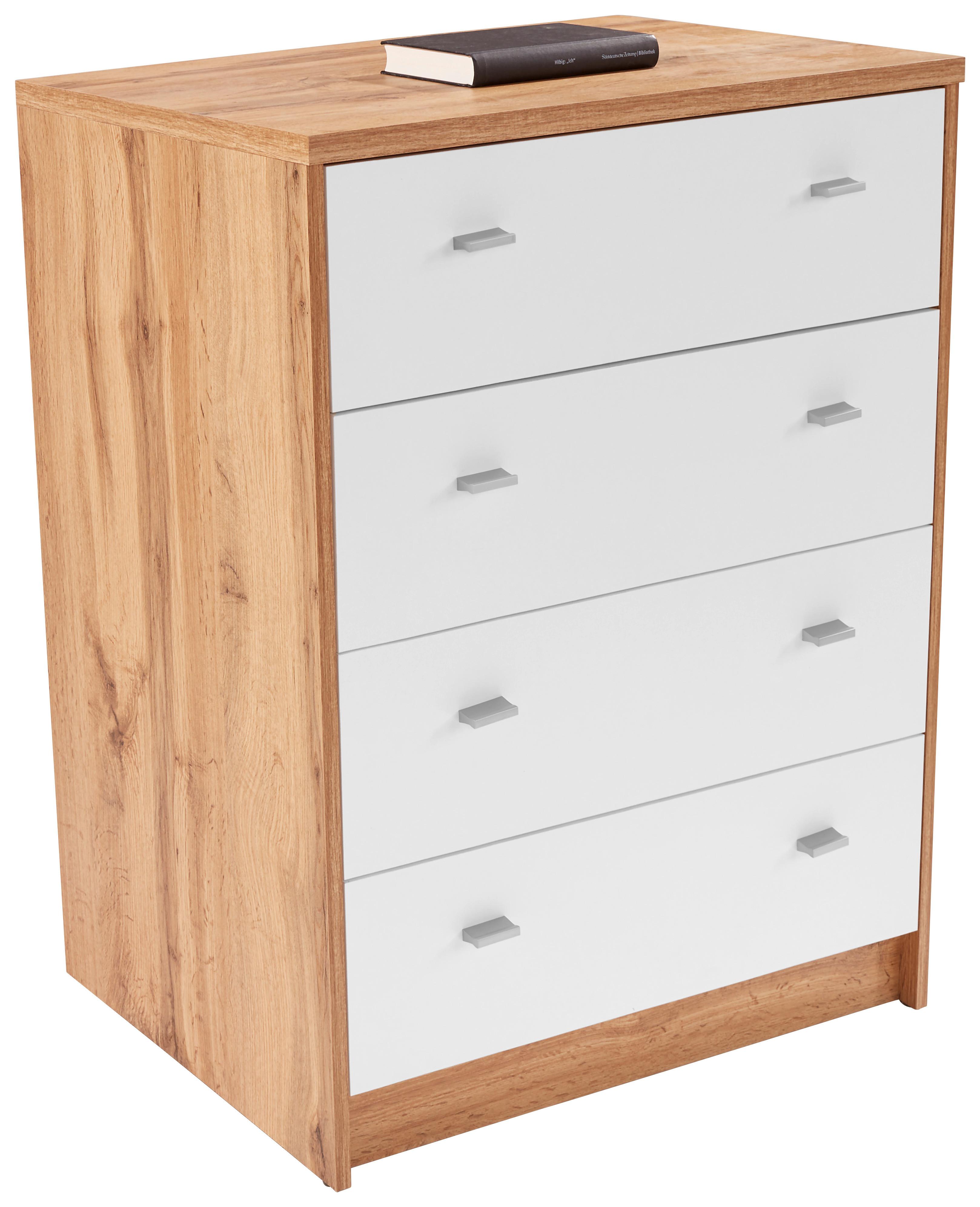 Komoda 4-you New, Bela, Barva Hrasta - barve kroma/črna, Moderno, leseni material (74/85,4/44,5cm) - Mömax