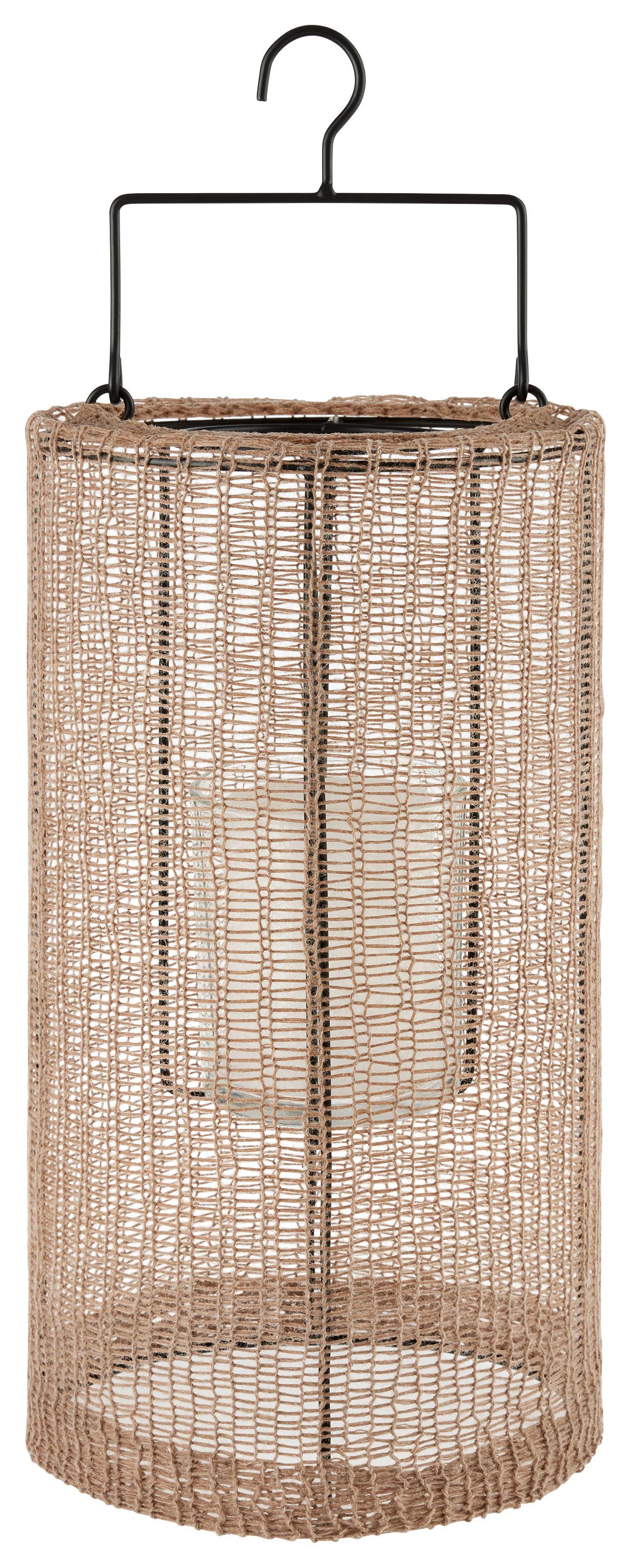 Laterne Talea in Braun Ø ca. 18cm - Braun, Basics, Glas/Textil (18/33cm) - Modern Living