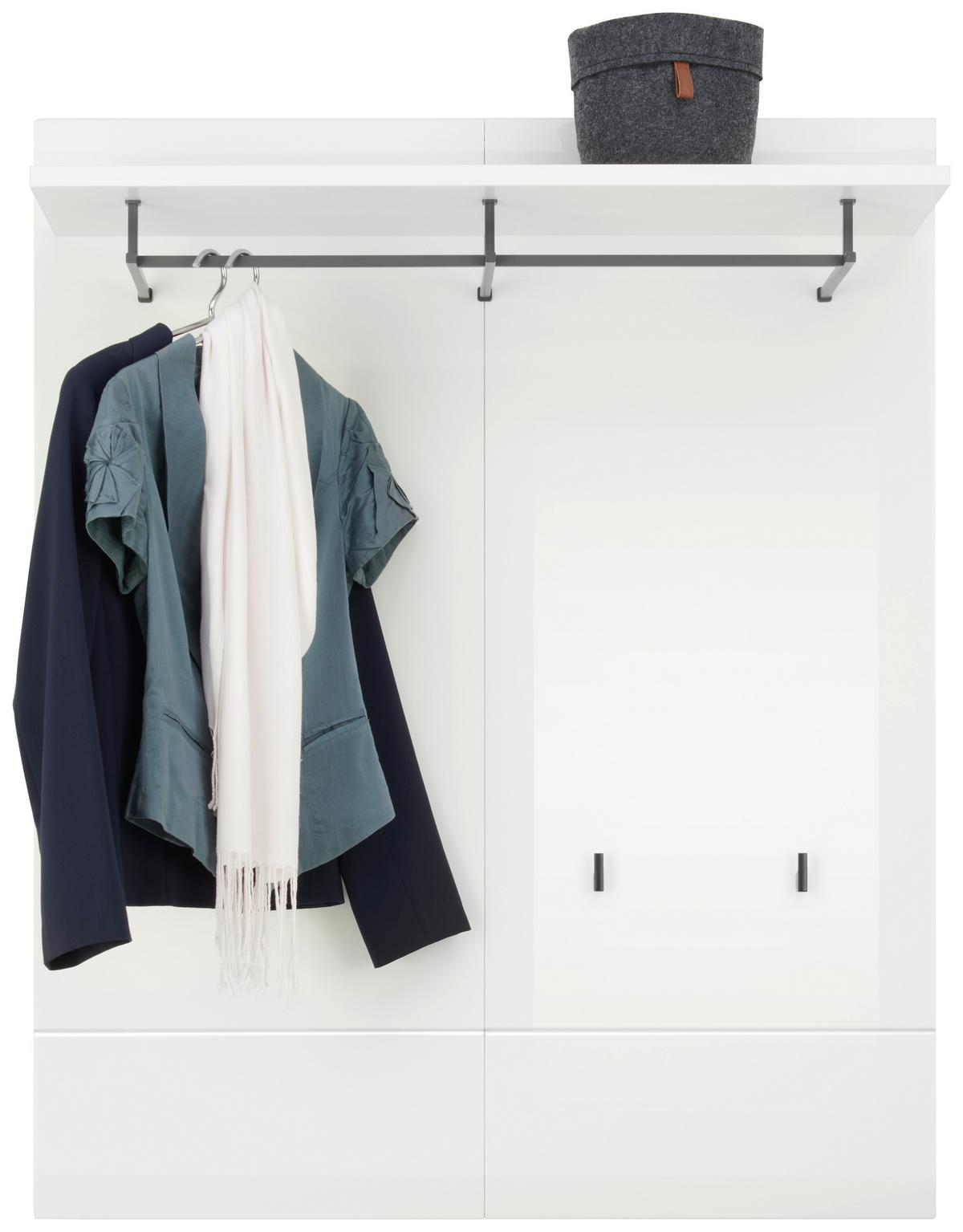 Garderobni Panel Avanti, Bela - bela/visoki sijaj, Basics, leseni material (100/122/30cm) - Hom`in