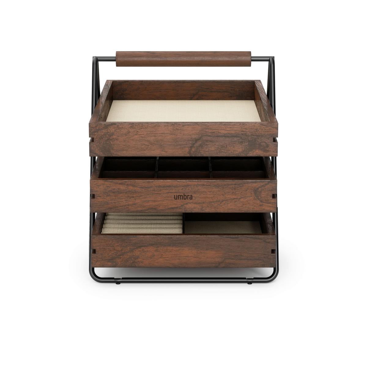 Schmuckkästchen Schwarz/Walnussfarben - Walnussfarben/Schwarz, Basics (18/20/28cm) - Umbra