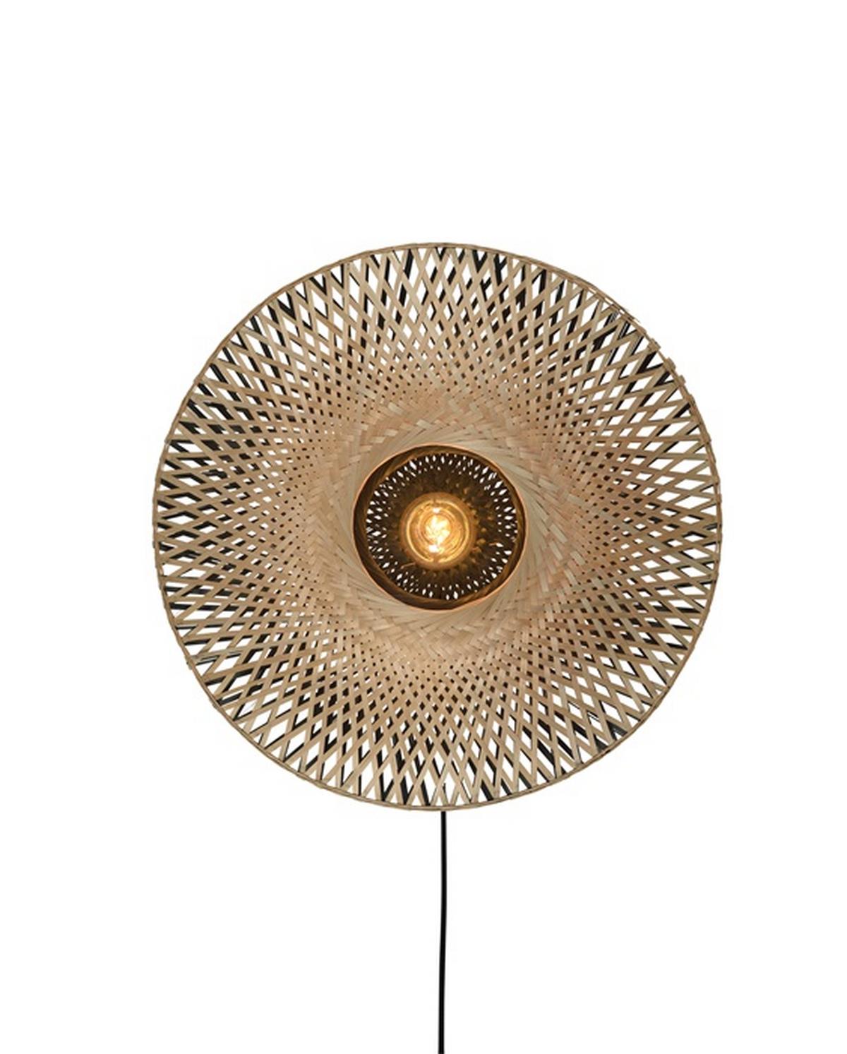 KINKIET KALIMANTAN/W12/BN - czarny/jasnobrązowy, Design, materiały naturalne (47/13cm) - Good & Mojo