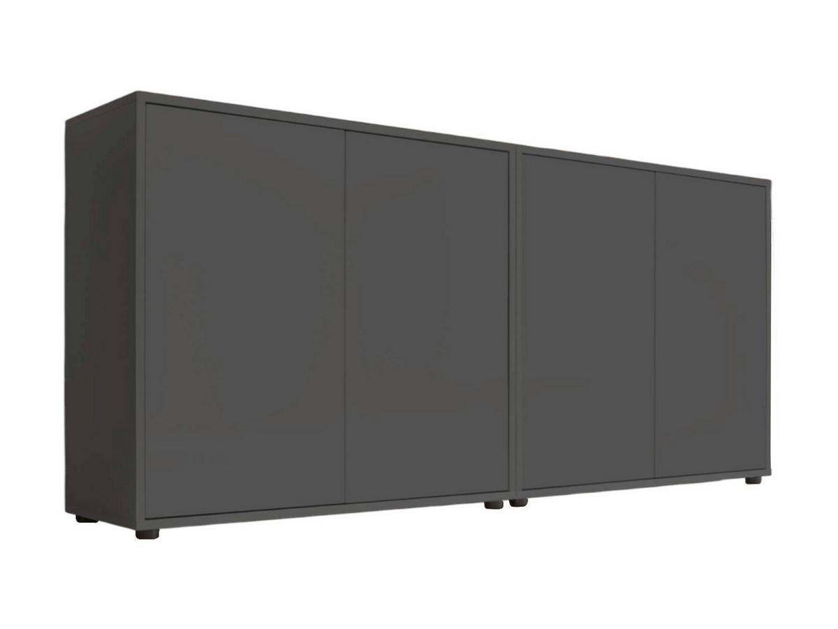 Sideboard Mailand Set 2 Anthrazit - Anthrazit/Schwarz, MODERN, Holzwerkstoff/Kunststoff (158/73/33cm) - MID.YOU