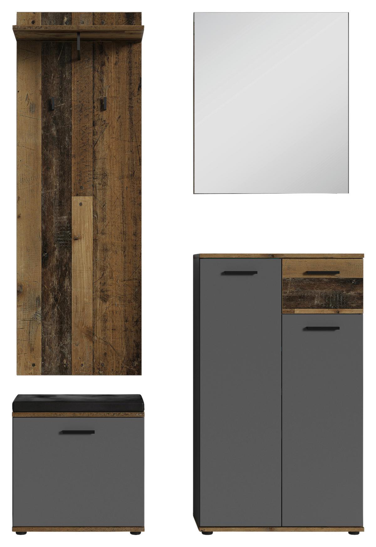 Wandspiegel Jakob ca.60x07x2cm Anthrazit - Anthrazit, LIFESTYLE, Glas/Holzwerkstoff (60/70/2cm) - MID.YOU