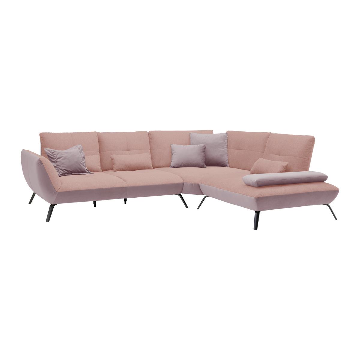 Wohnlandschaft Trendy Rosa/Flieder - Flieder/Schwarz, Modern, Holzwerkstoff/Textil (310/93/250cm) - Premium Living