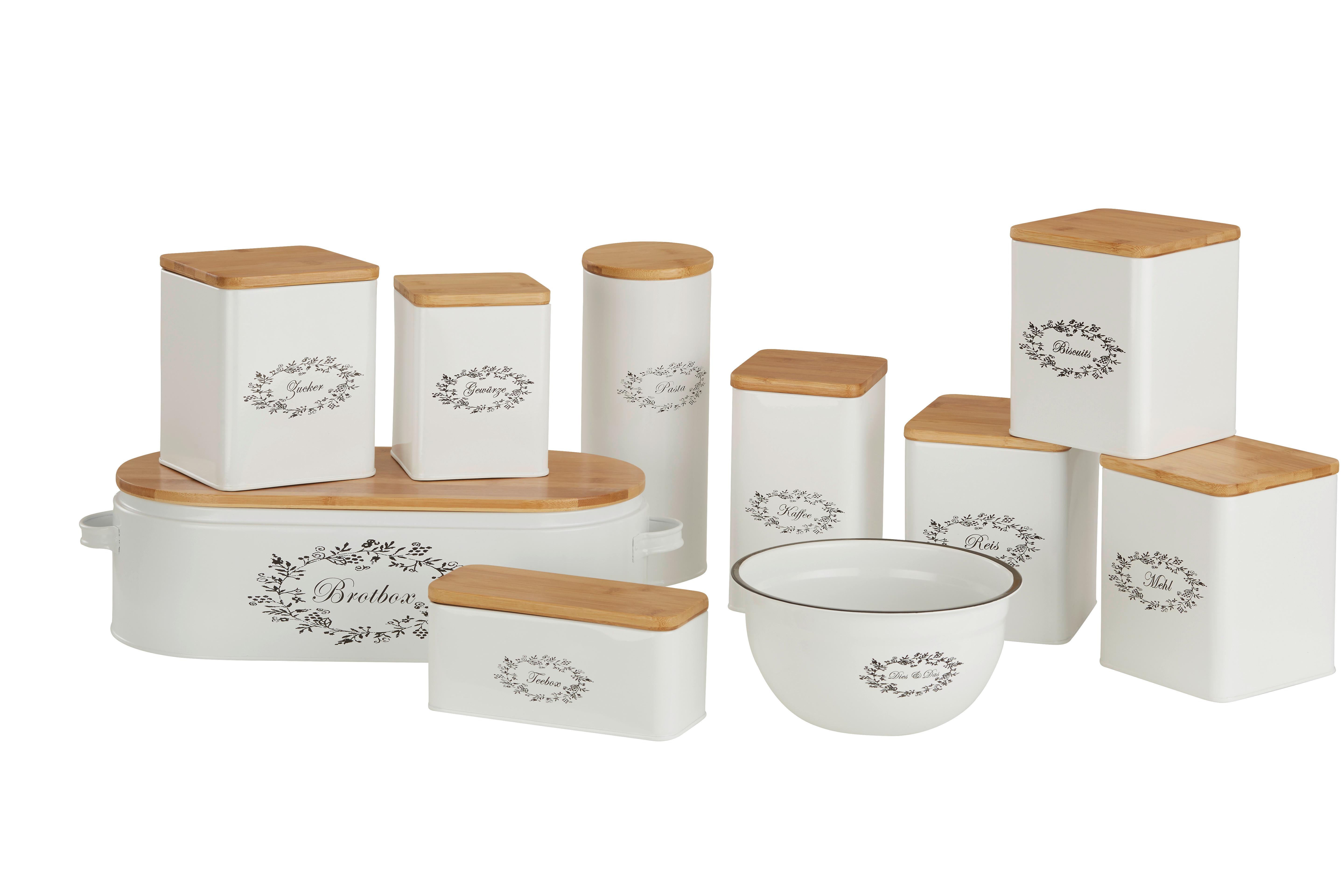 Box mit Deckel Lore in Weiß ca. 5l - Naturfarben/Weiß, ROMANTIK / LANDHAUS, Holz/Metall (18/15,5/23cm) - Zandiara