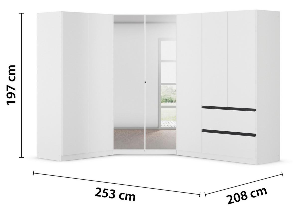 Kotna Omara Za Oblačila Costa, Bela, Siva - barve kroma/siva, Moderno, leseni material (208/197/253cm) - Rauch Möbel