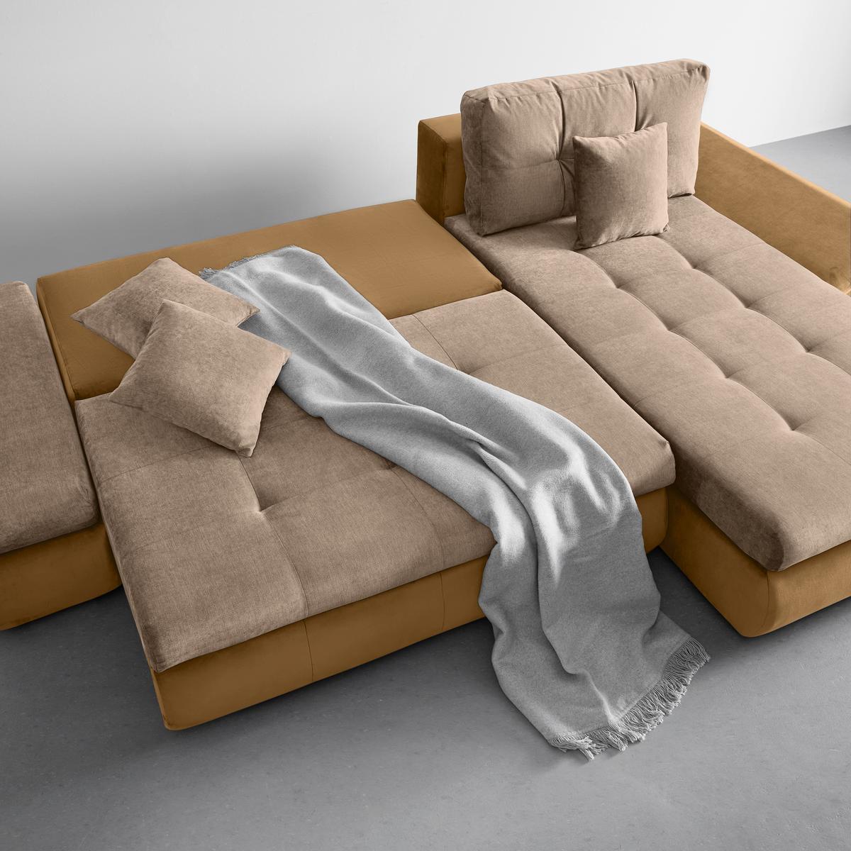 Wohnlandschaft Enrico Beige - Chromfarben/Beige, KONVENTIONELL, Kunststoff/Textil (303/88/185cm) - Mömax
