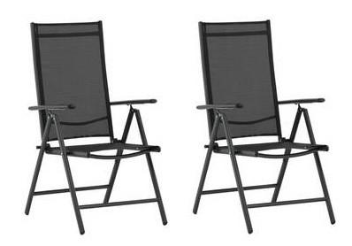 Gartenstuhl 2er-Set Break ca. 55x108 cm Schwarz - Schwarz, KONVENTIONELL, Kunststoff/Textil (55/108/62cm) - Gardenson