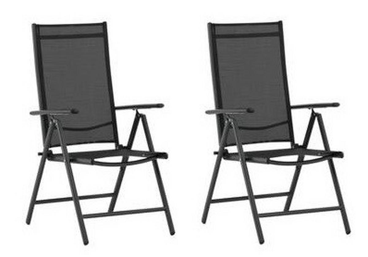 Gartenstuhl 2er-Set Break ca. 55x108 cm Schwarz - Schwarz, KONVENTIONELL, Kunststoff/Textil (55/108/62cm) - Gardenson