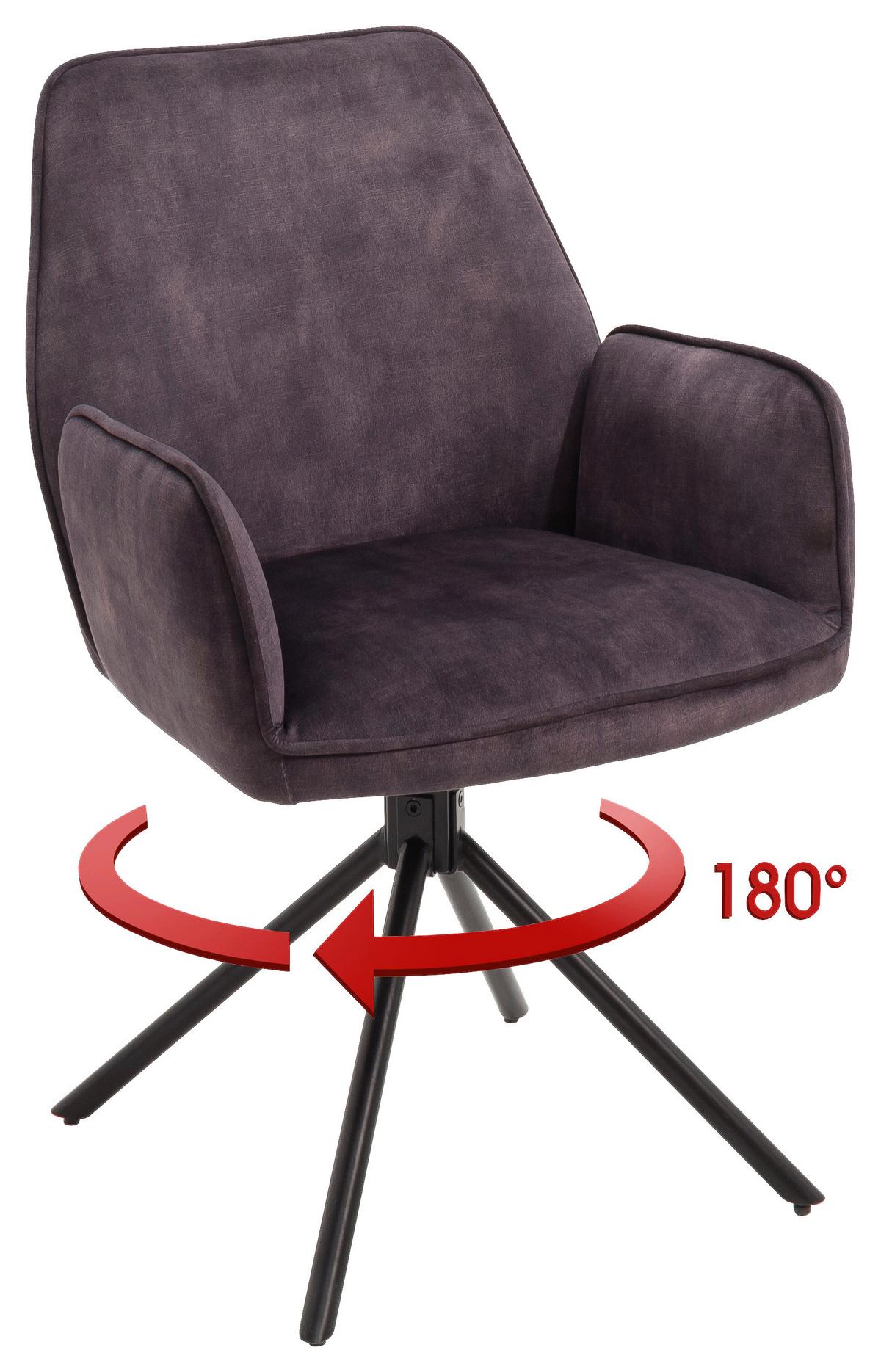 Armlehnstuhl Ottawa Anthrazit/Schwarz - Anthrazit/Schwarz, Modern, Textil/Metall (60/89/64cm) - Premium Living