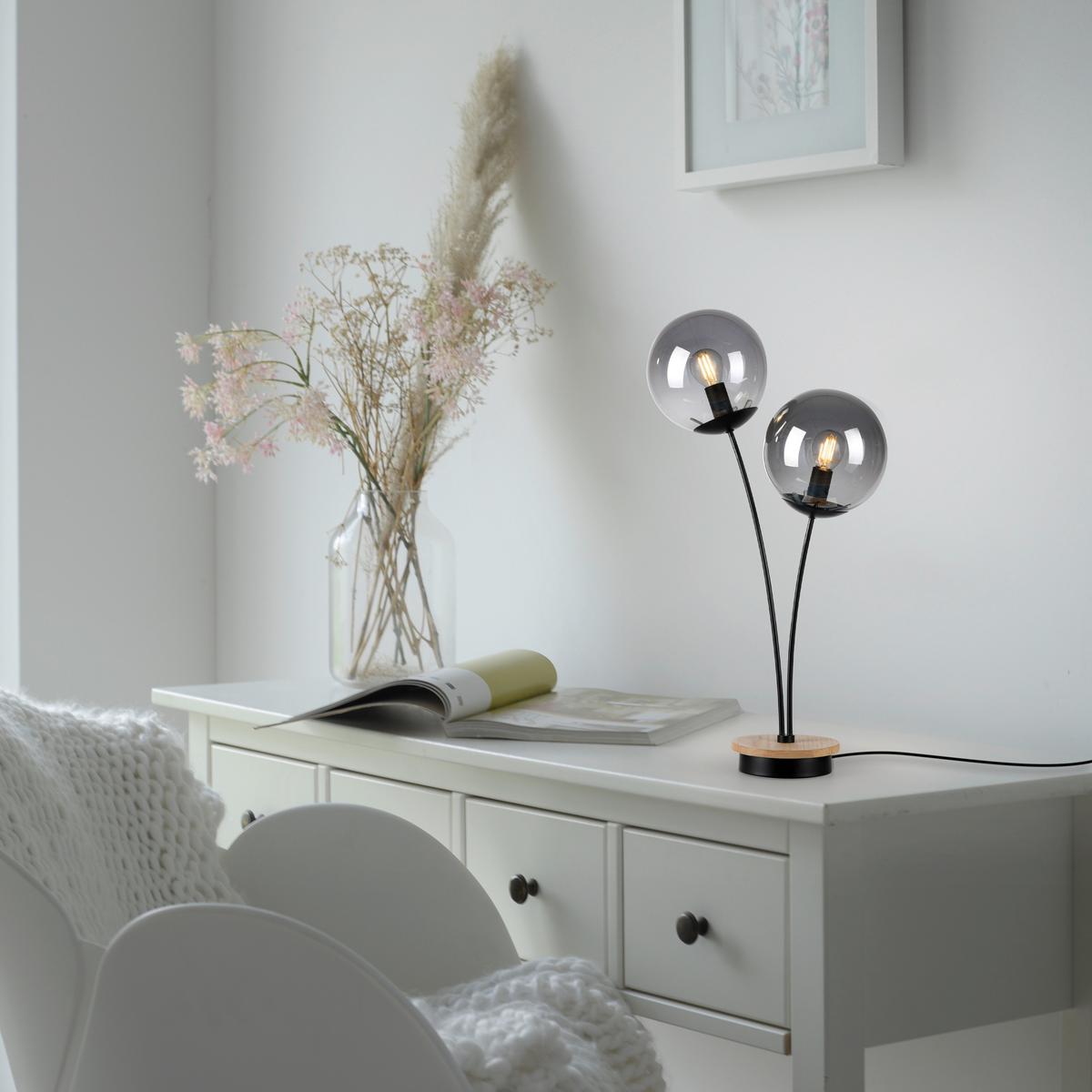 LAMPA STOŁOWA 11390-79 WIDOW - czarny, Natur, tworzywo sztuczne/metal (33,5/16/60cm)