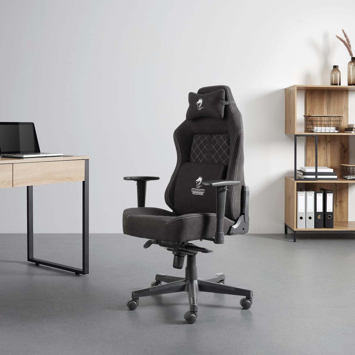 Gamingstuhl Dragon Schwarz/Weiß - Schwarz/Weiß, MODERN, Kunststoff/Textil (64/127-135/69cm) - Mömax